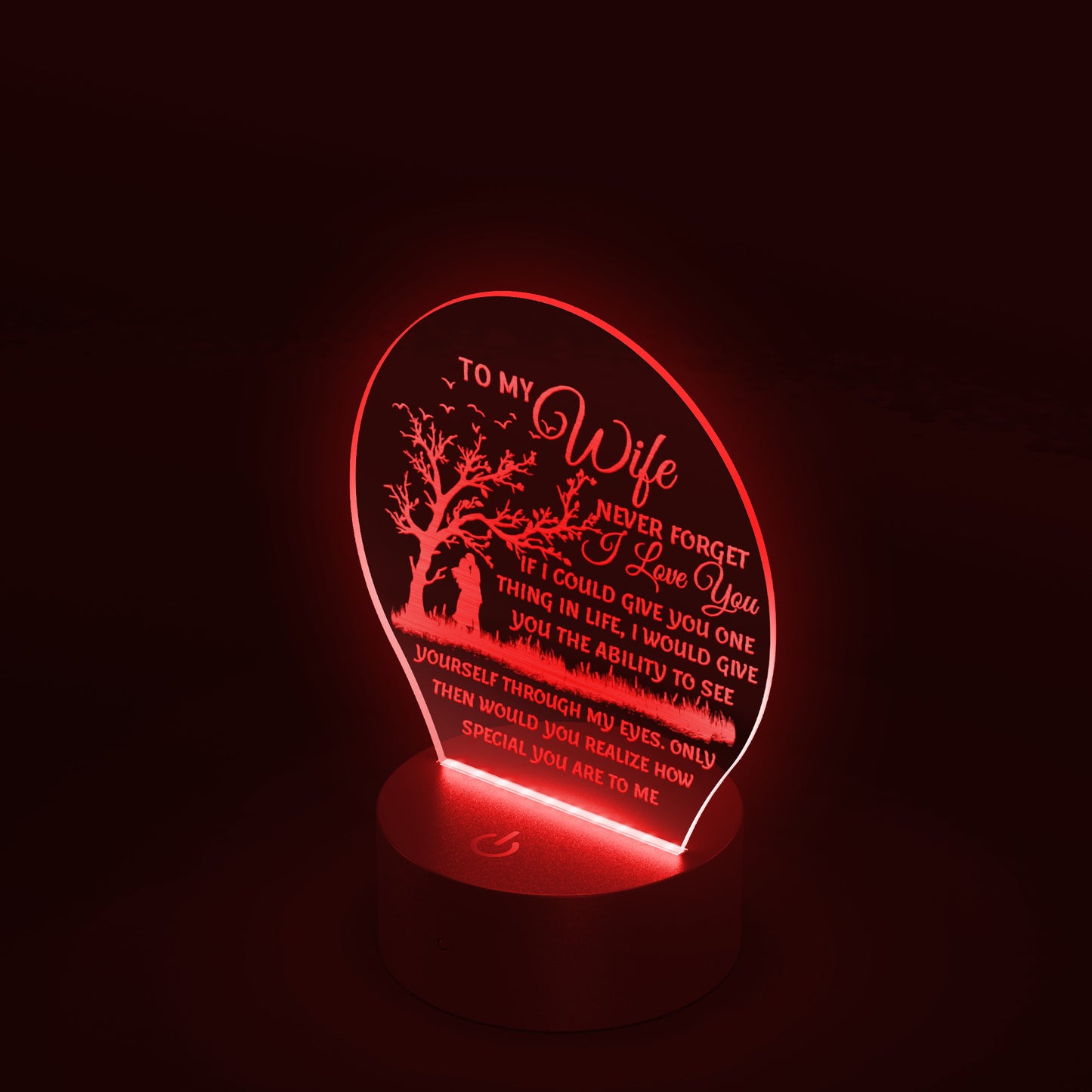 To My Wife | Circle Acrylic LED Sign | Heartfelt Message