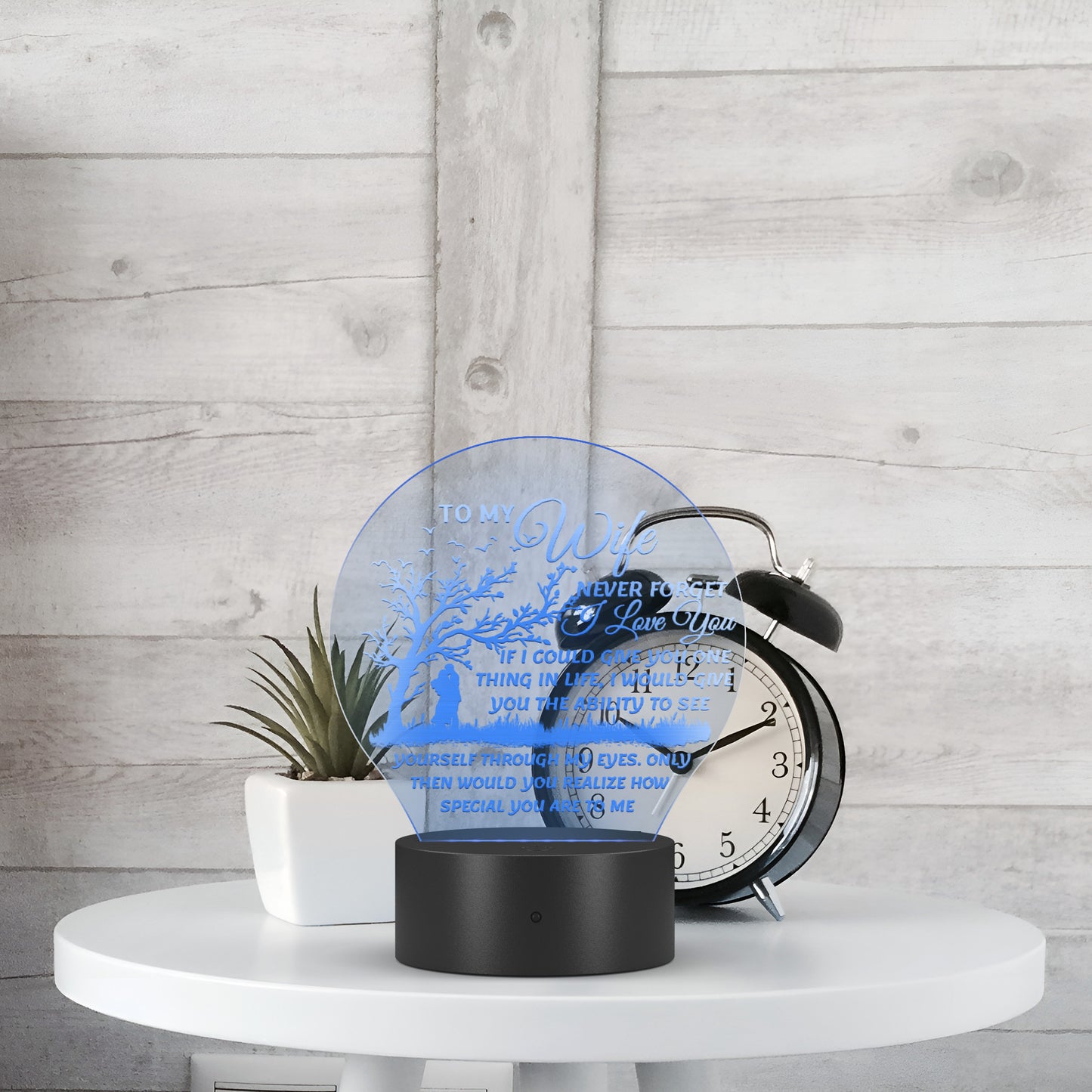 To My Wife | Circle Acrylic LED Sign | Heartfelt Message
