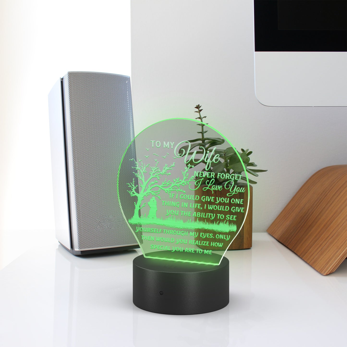 To My Wife | Circle Acrylic LED Sign | Heartfelt Message