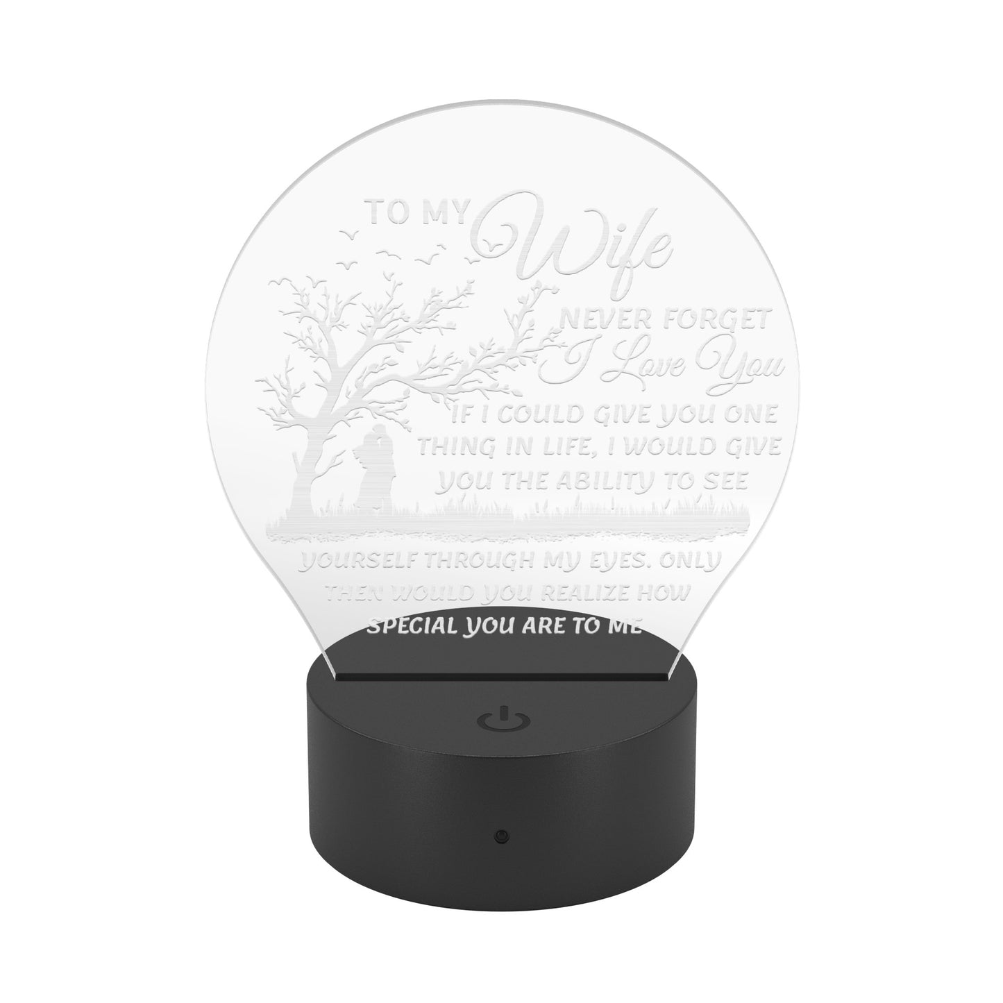 To My Wife | Circle Acrylic LED Sign | Heartfelt Message