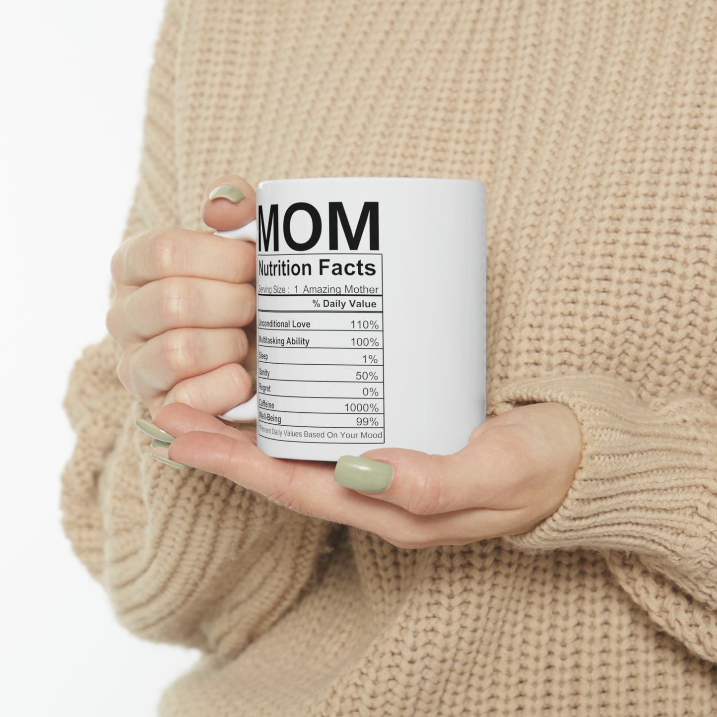 Mom Nutrition Facts | Ceramic Mug, 11oz