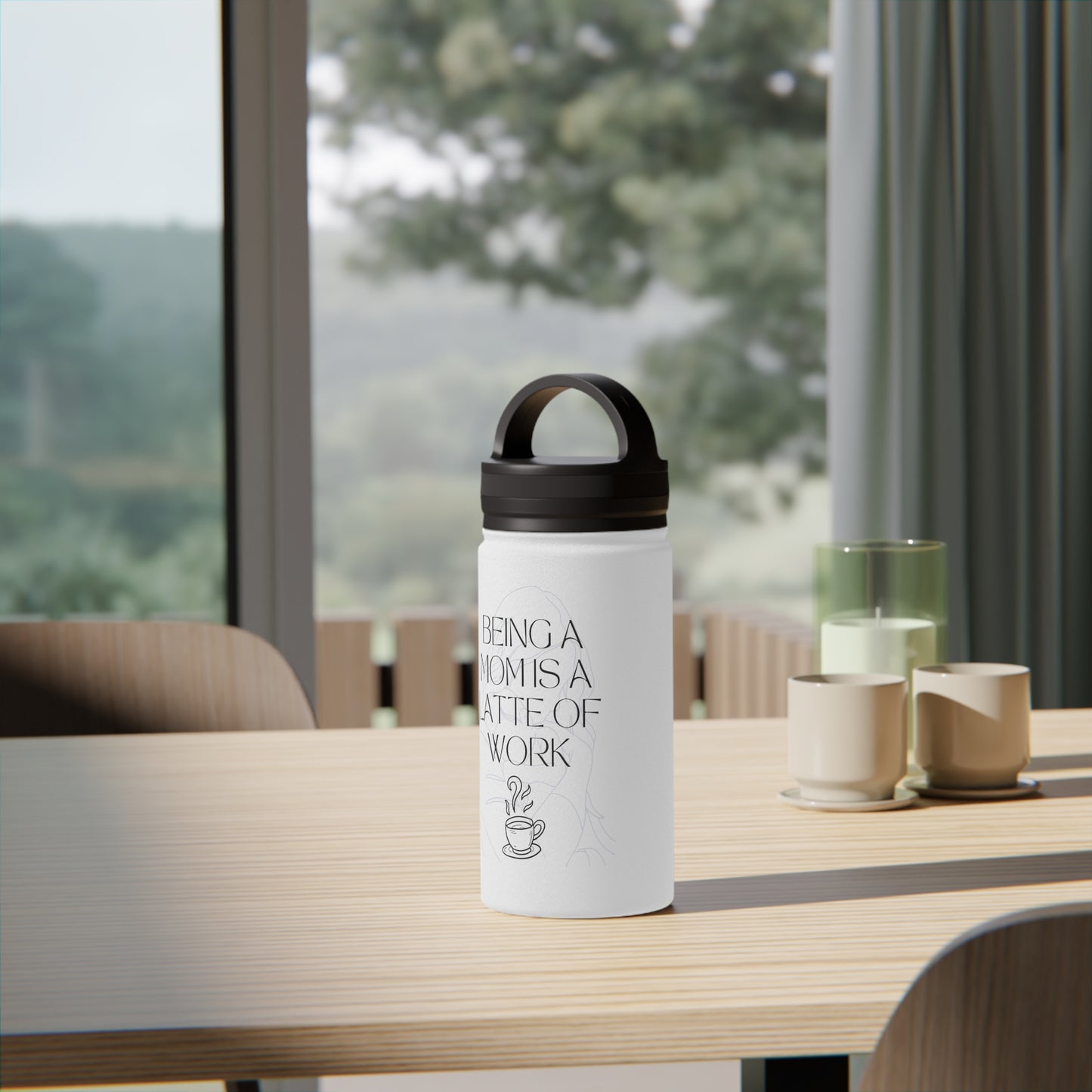 Being A Mom Is A Latte Of Work | Stainless Steel Water Bottle, Handle Lid