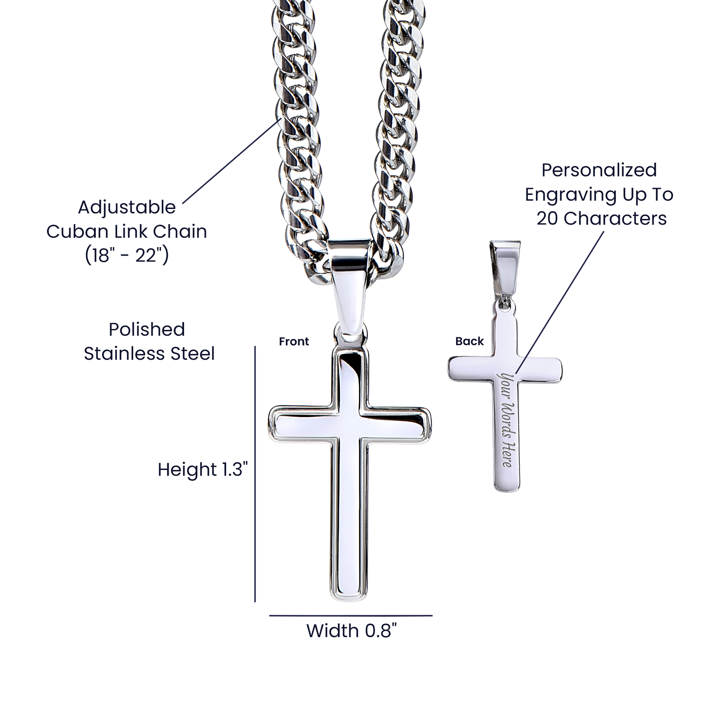 TO MY MAN | CUBAN CHAIN WITH ARTISAN CROSS NECKLACE | HEARTFELT MESSAGE