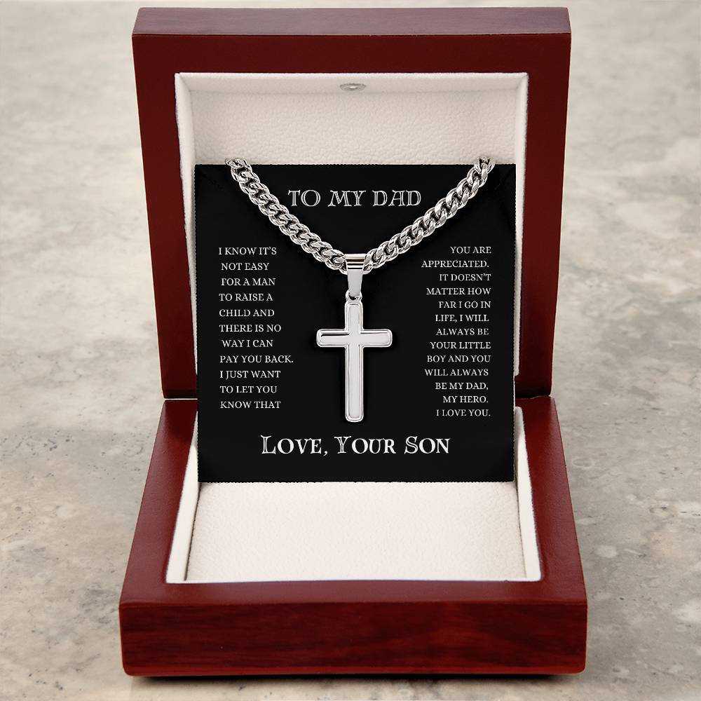 To My Dad | Cuban Chain Artisan Cross | Heartfelt Message