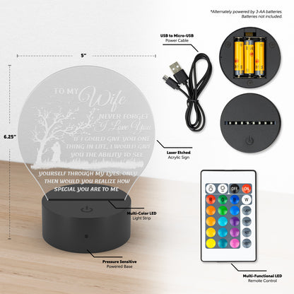 To My Wife | Circle Acrylic LED Sign | Heartfelt Message