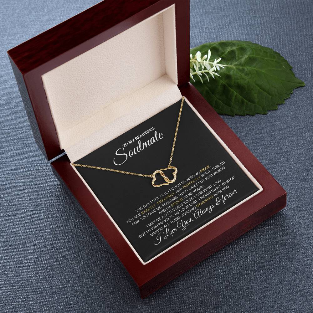 To My Soulmate Necklace | Everlasting Life Necklace | 10k Gold| Heartfelt Message | luxury Box