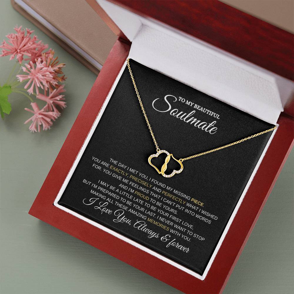 To My Soulmate Necklace | Everlasting Life Necklace | 10k Gold| Heartfelt Message | luxury Box