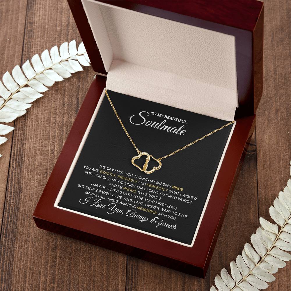 To My Soulmate Necklace | Everlasting Life Necklace | 10k Gold| Heartfelt Message | luxury Box