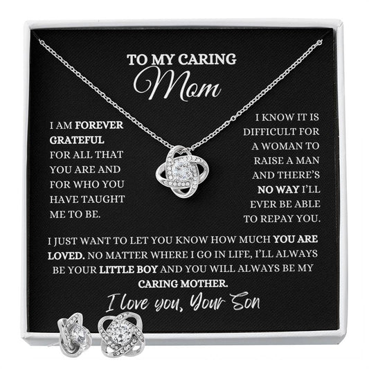 To My Mom | Love Knot Necklace And Earring Set| Heartfelt Message