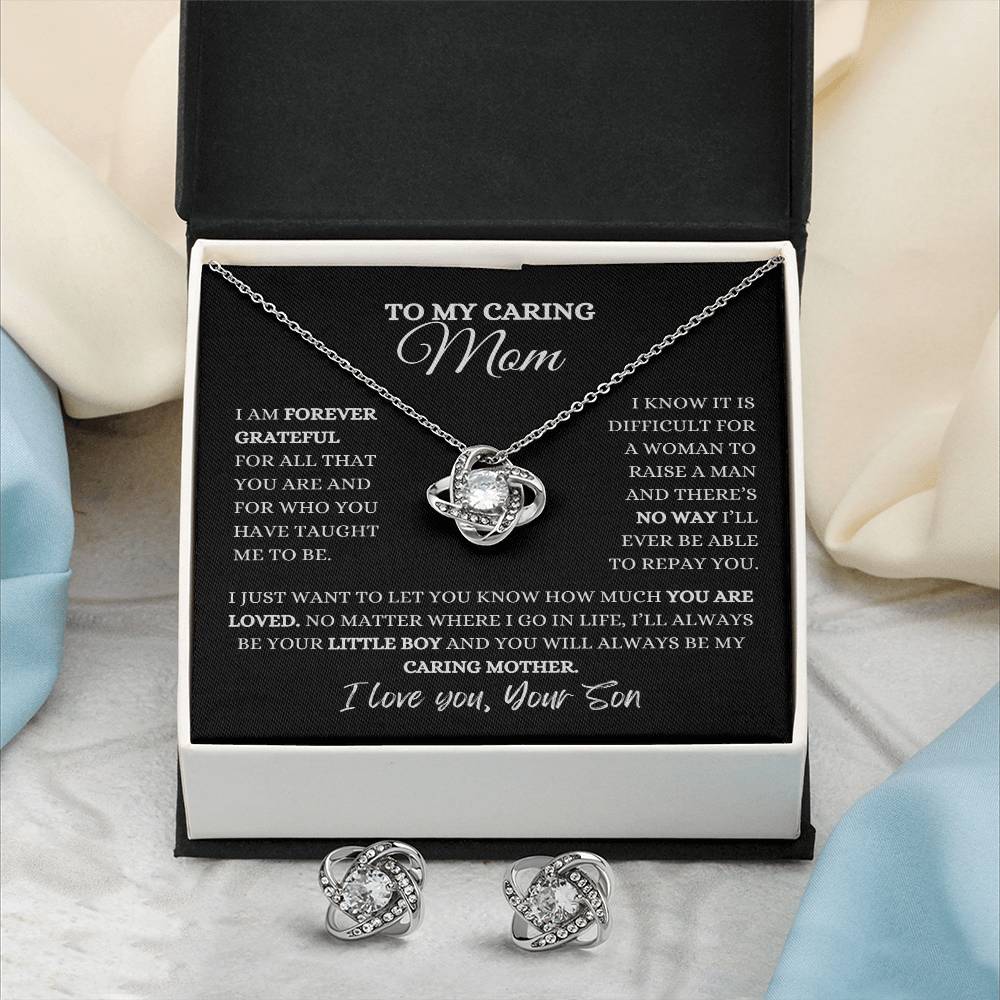 To My Mom | Love Knot Necklace And Earring Set| Heartfelt Message