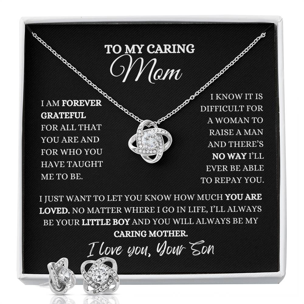 To My Mom | Love Knot Necklace And Earring Set| Heartfelt Message