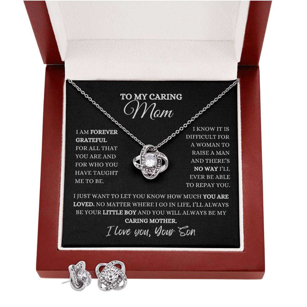 To My Mom | Love Knot Necklace And Earring Set| Heartfelt Message