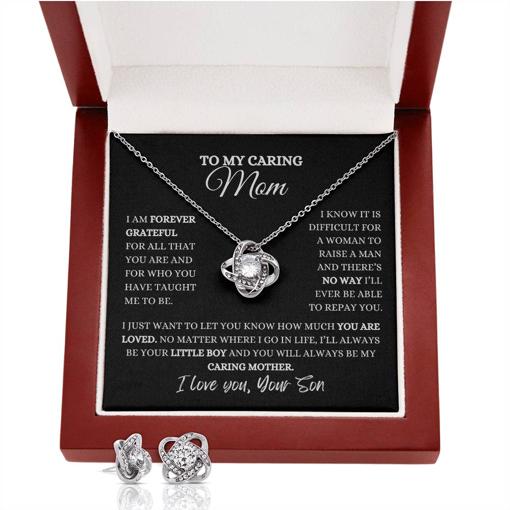 To My Mom | Love Knot Necklace And Earring Set| Heartfelt Message