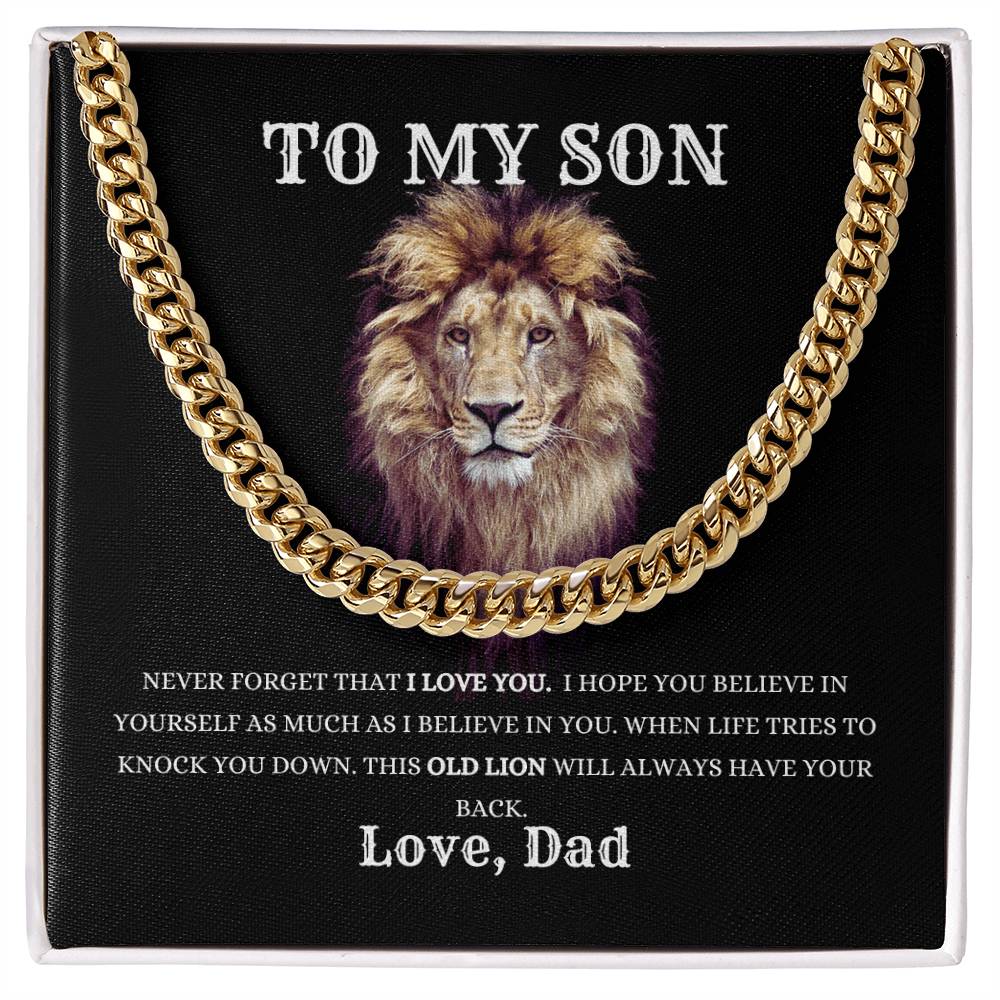 To My Son Necklace Gift From Dad, Cuban Link Chain Son Gift Inspirational Strength Gift, Son Necklace, Meaningful Christmas Gift for Son