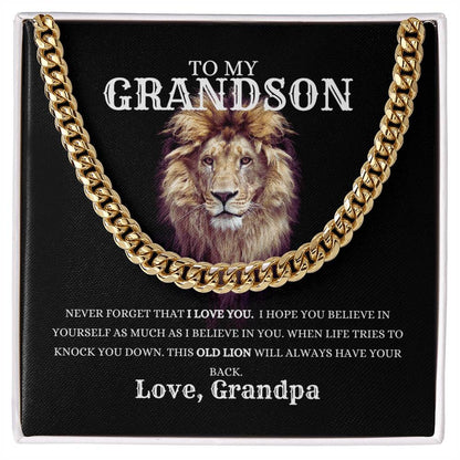 To My Grandson Cuban Link Chain | From Grandfather | Heartfelt Message