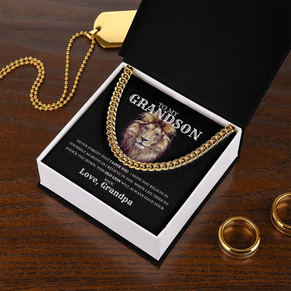 To My Grandson Cuban Link Chain | From Grandfather | Heartfelt Message