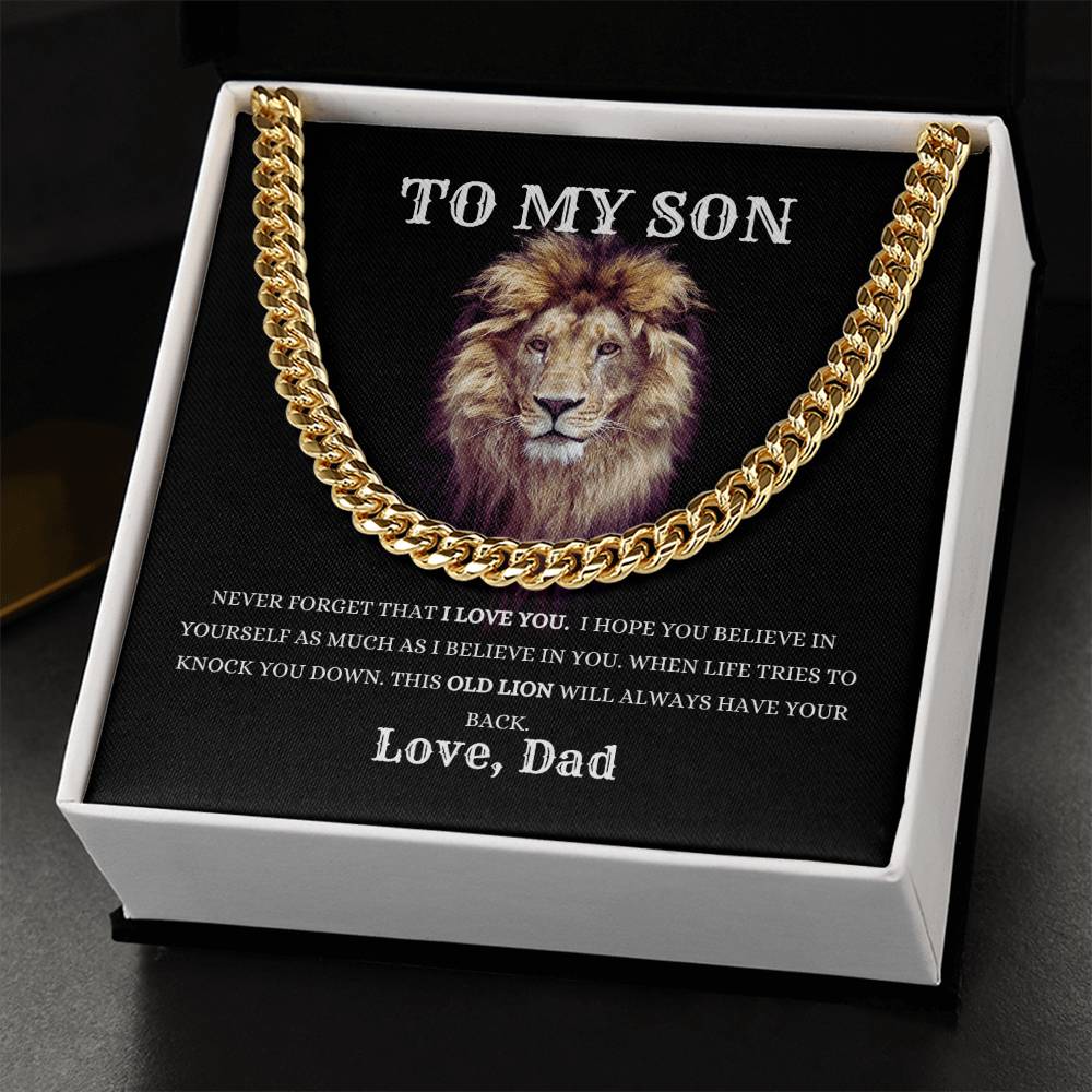 To My Son Necklace Gift From Dad, Cuban Link Chain Son Gift Inspirational Strength Gift, Son Necklace, Meaningful Christmas Gift for Son