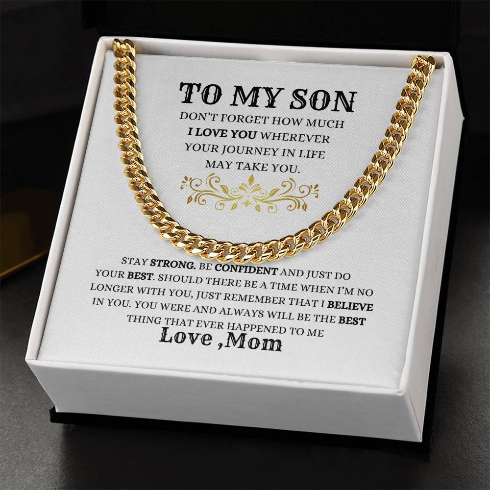 To My Son | Cuban Link Chain | Heartfelt Message From Mom