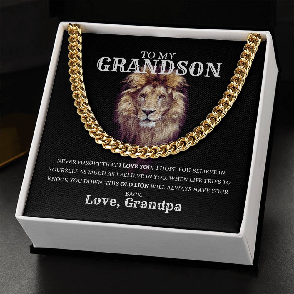 To My Grandson Cuban Link Chain | From Grandfather | Heartfelt Message