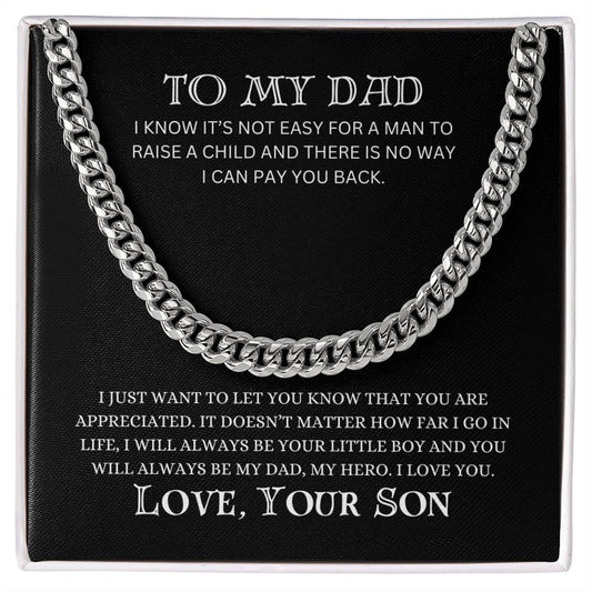 To My Dad | Cuban Link Chain | Heartfelt Message