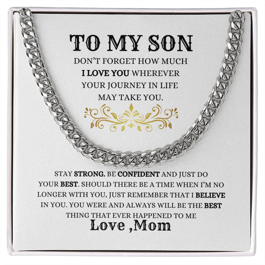 To My Son | Cuban Link Chain | Heartfelt Message From Mom