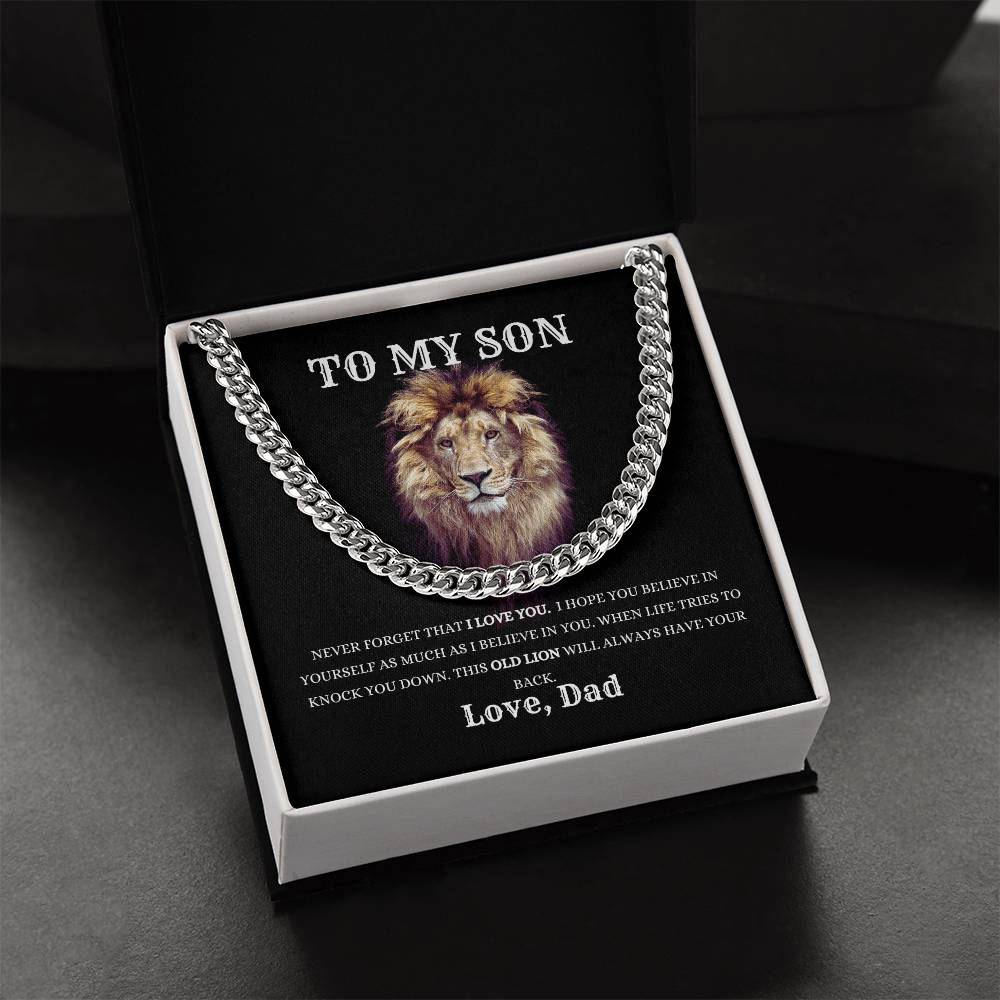 To My Son Necklace Gift From Dad, Cuban Link Chain Son Gift Inspirational Strength Gift, Son Necklace, Meaningful Christmas Gift for Son