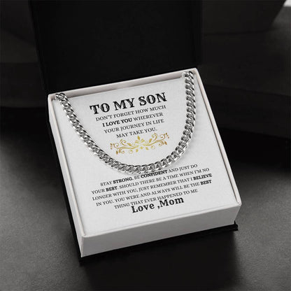 To My Son | Cuban Link Chain | Heartfelt Message From Mom