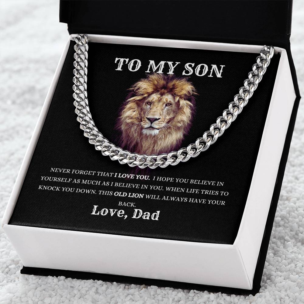 To My Son Necklace Gift From Dad, Cuban Link Chain Son Gift Inspirational Strength Gift, Son Necklace, Meaningful Christmas Gift for Son