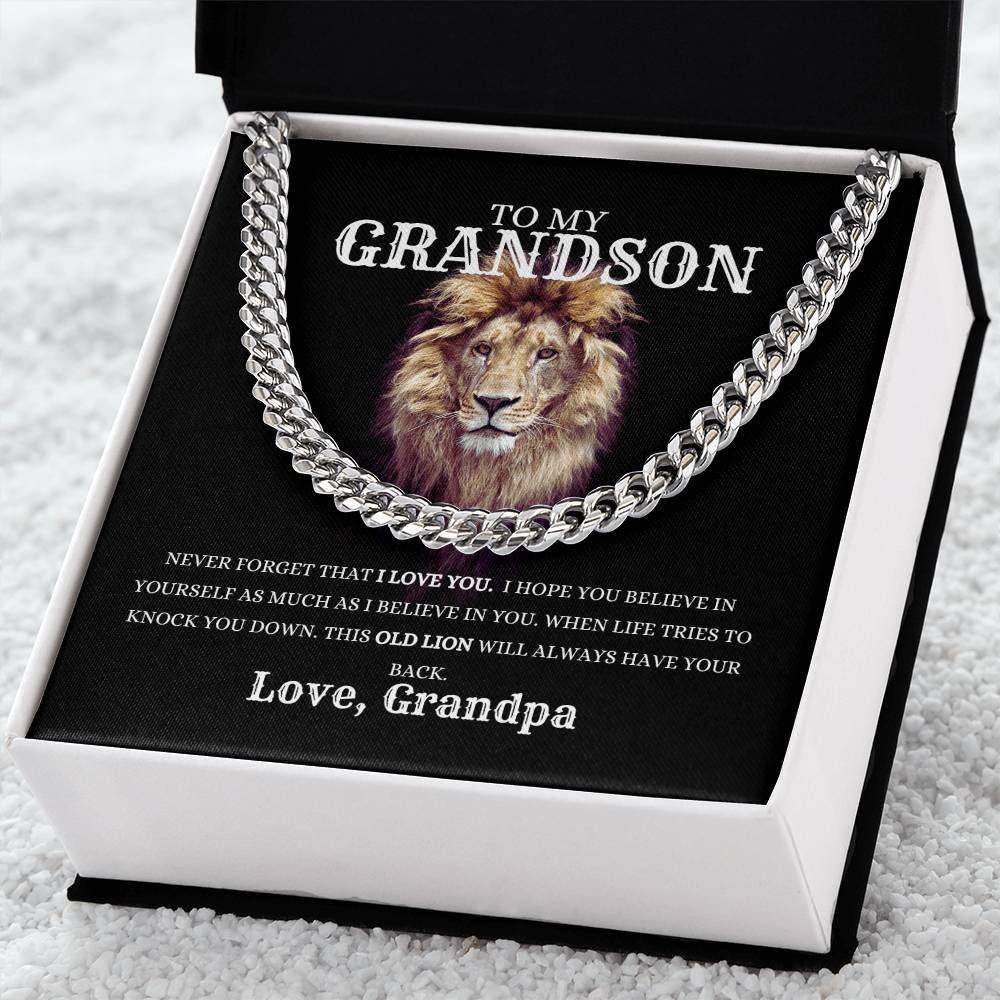 To My Grandson Cuban Link Chain | From Grandfather | Heartfelt Message