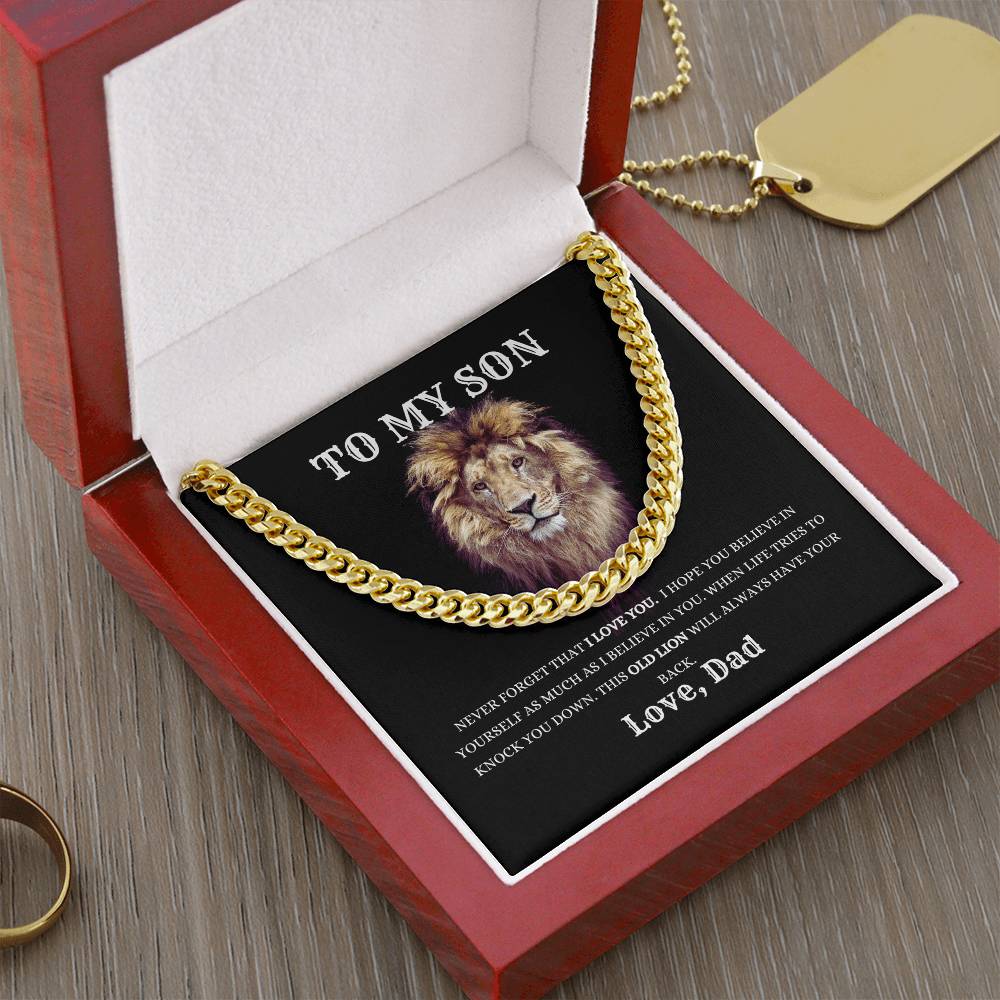 To My Son Necklace Gift From Dad, Cuban Link Chain Son Gift Inspirational Strength Gift, Son Necklace, Meaningful Christmas Gift for Son