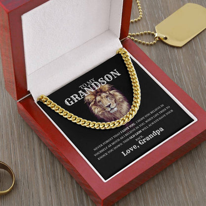 To My Grandson Cuban Link Chain | From Grandfather | Heartfelt Message