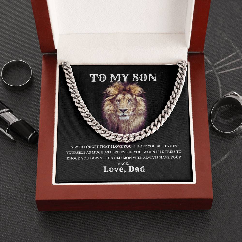 To My Son Necklace Gift From Dad, Cuban Link Chain Son Gift Inspirational Strength Gift, Son Necklace, Meaningful Christmas Gift for Son