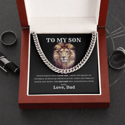 To My Son Necklace Gift From Dad, Cuban Link Chain Son Gift Inspirational Strength Gift, Son Necklace, Meaningful Christmas Gift for Son