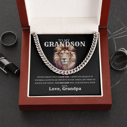 To My Grandson Cuban Link Chain | From Grandfather | Heartfelt Message