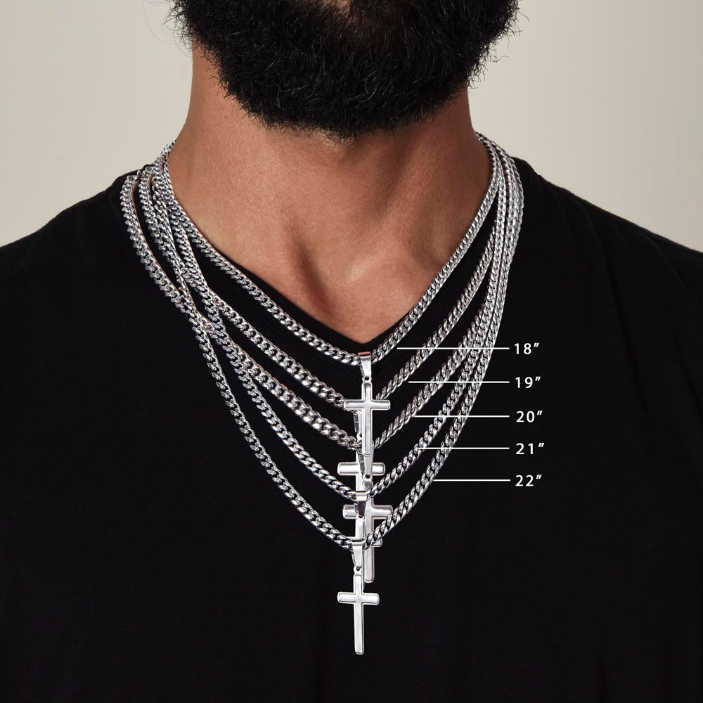 TO MY MAN | CUBAN CHAIN WITH ARTISAN CROSS NECKLACE | HEARTFELT MESSAGE