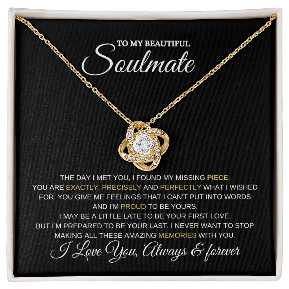 To My Soulmate Necklace - Gift for Wife, Girlfriend, Fiancée - Anniversary, Valentine's Day Necklace Gift, Soul Mates Gift, Soulmate Jewelry