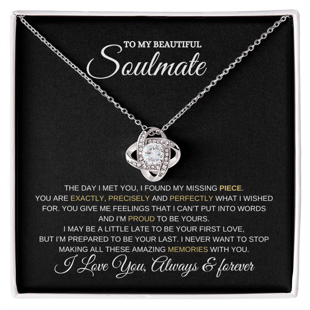 To My Soulmate Necklace - Gift for Wife, Girlfriend, Fiancée - Anniversary, Valentine's Day Necklace Gift, Soul Mates Gift, Soulmate Jewelry