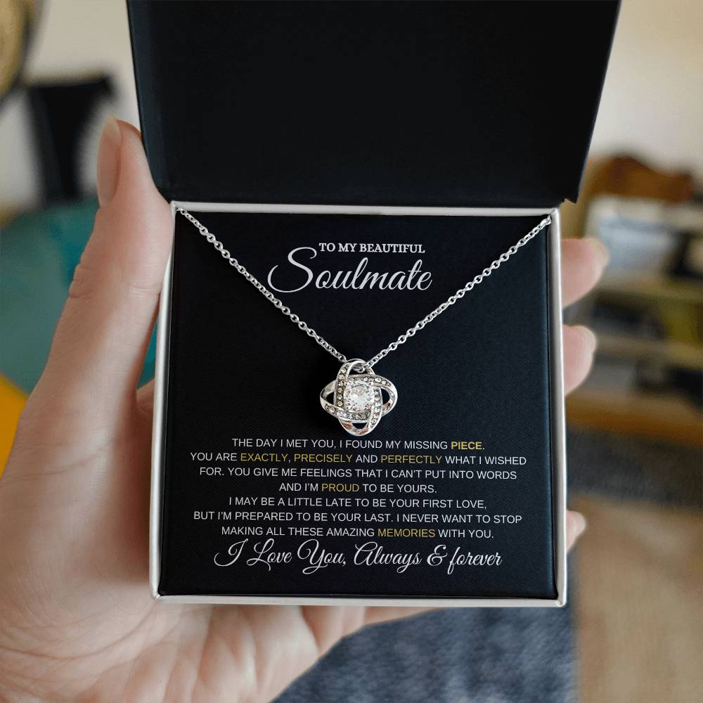 To My Soulmate Necklace - Gift for Wife, Girlfriend, Fiancée - Anniversary, Valentine's Day Necklace Gift, Soul Mates Gift, Soulmate Jewelry