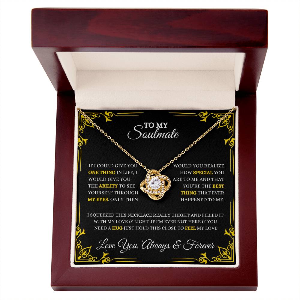 To My Soulmate | Love Knot Necklace Gift, Heartfelt Message