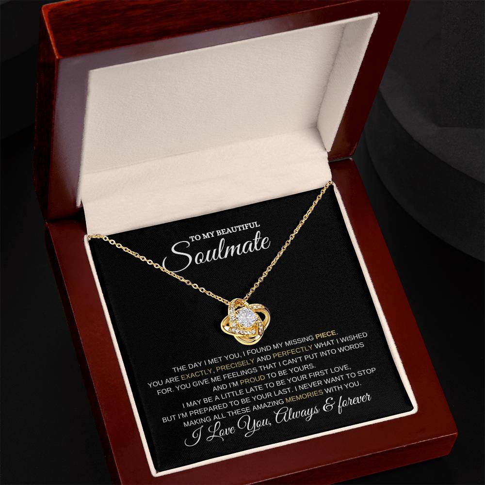 To My Soulmate Necklace - Gift for Wife, Girlfriend, Fiancée - Anniversary, Valentine's Day Necklace Gift, Soul Mates Gift, Soulmate Jewelry