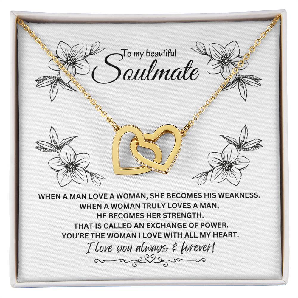 To My Soulmate Necklace| Interlocking Heart | Heartfelt Message