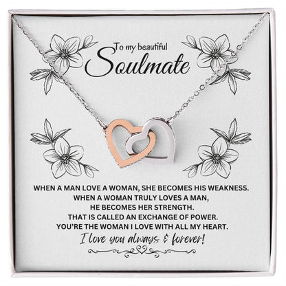 To My Soulmate Necklace| Interlocking Heart | Heartfelt Message