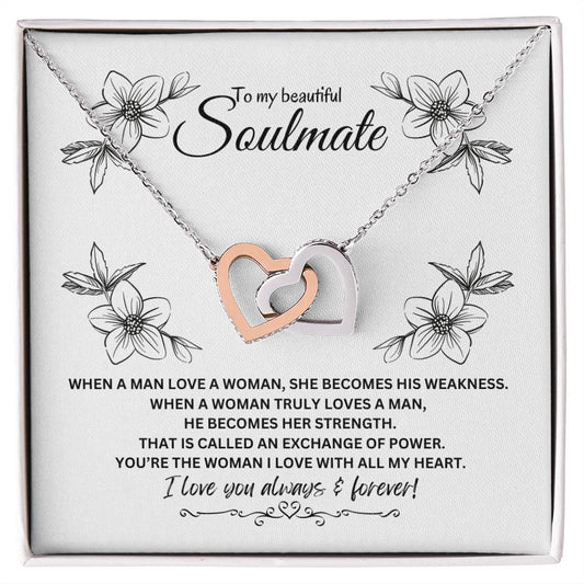 To My Soulmate Necklace| Interlocking Heart | Heartfelt Message