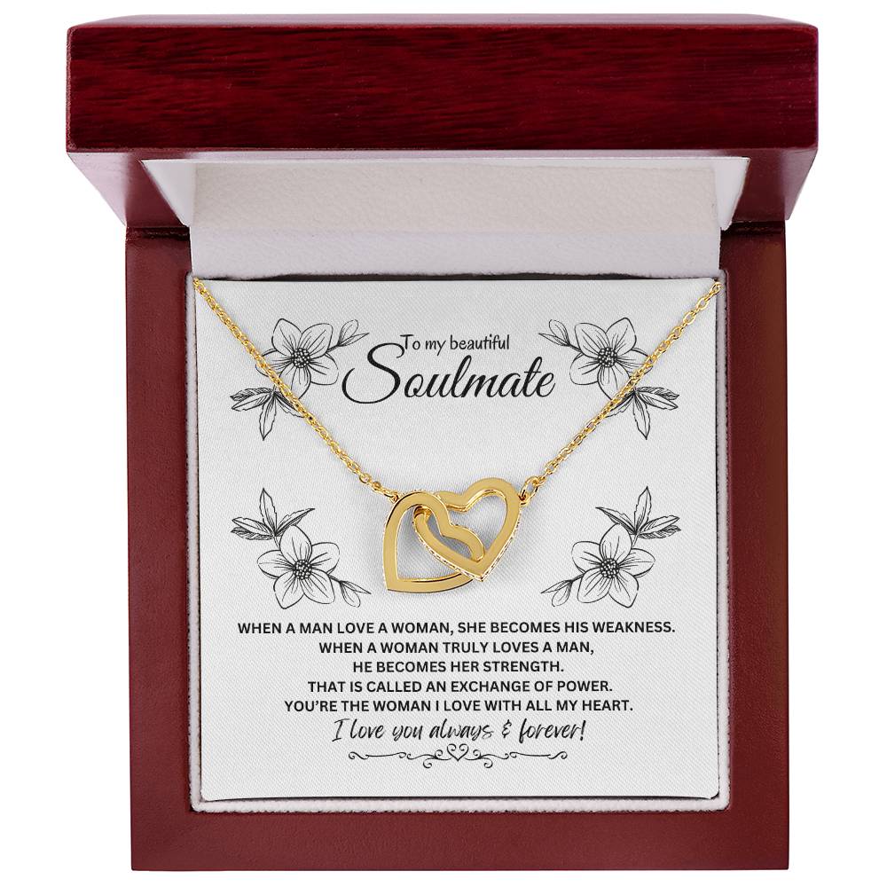 To My Soulmate Necklace| Interlocking Heart | Heartfelt Message