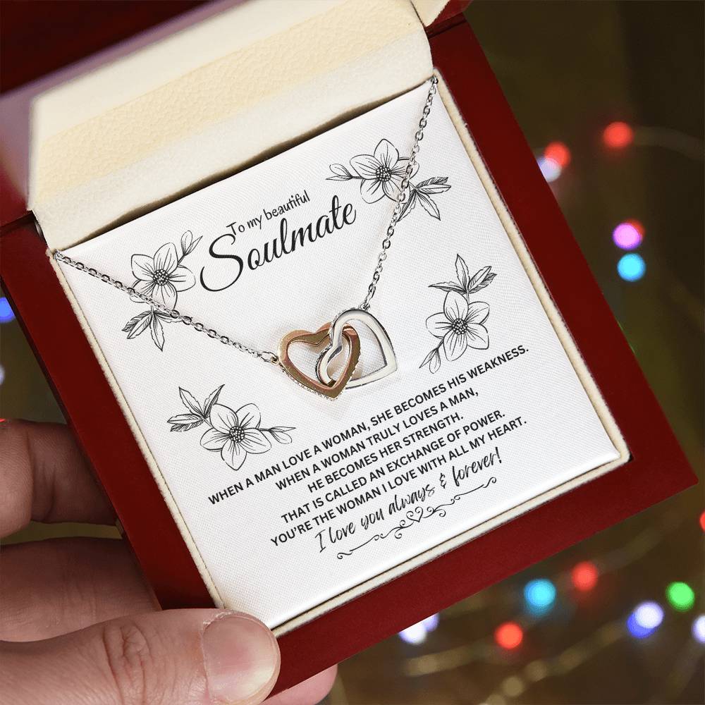 To My Soulmate Necklace| Interlocking Heart | Heartfelt Message