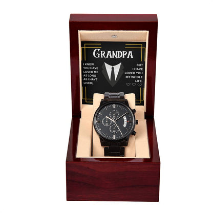 Grandpa Black Chronograph Watch | Heartfelt Message