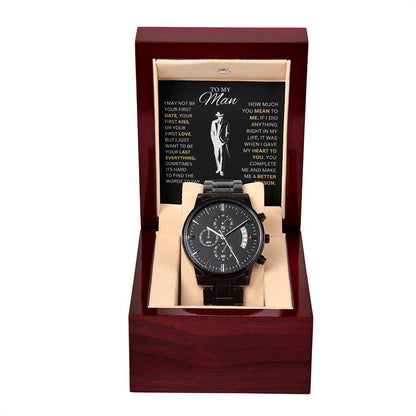 TO MY MAN | BLACK CHRONOGRAPH WATCH | HEARTFELT MESSAGE