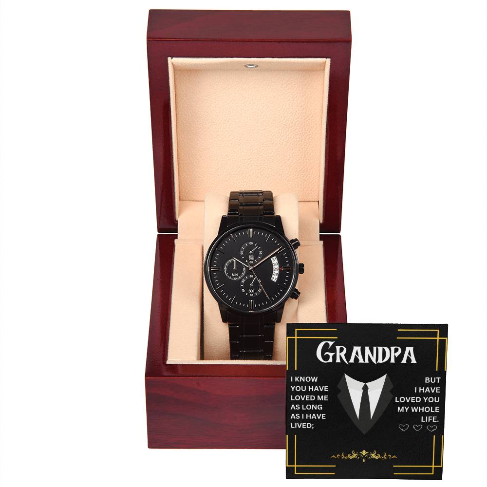 Grandpa Black Chronograph Watch | Heartfelt Message