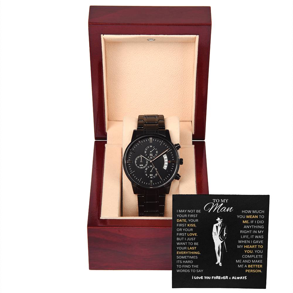 TO MY MAN | BLACK CHRONOGRAPH WATCH | HEARTFELT MESSAGE