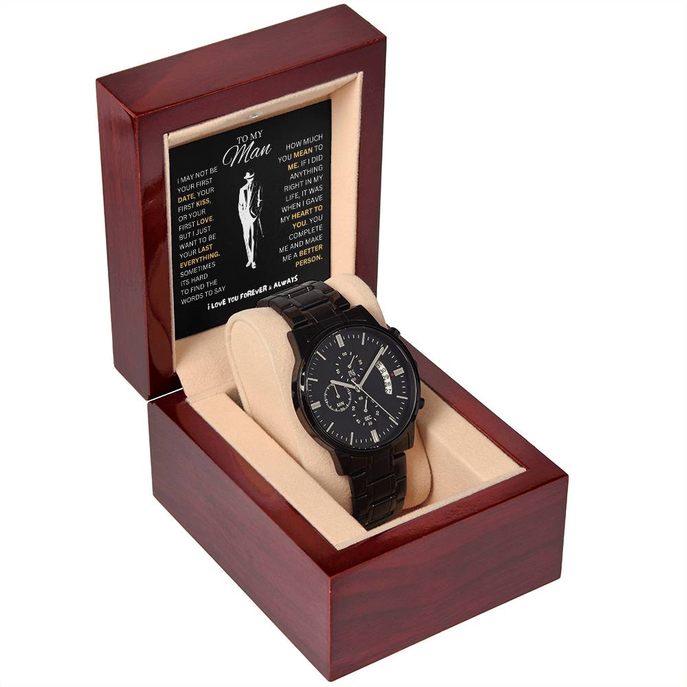 TO MY MAN | BLACK CHRONOGRAPH WATCH | HEARTFELT MESSAGE